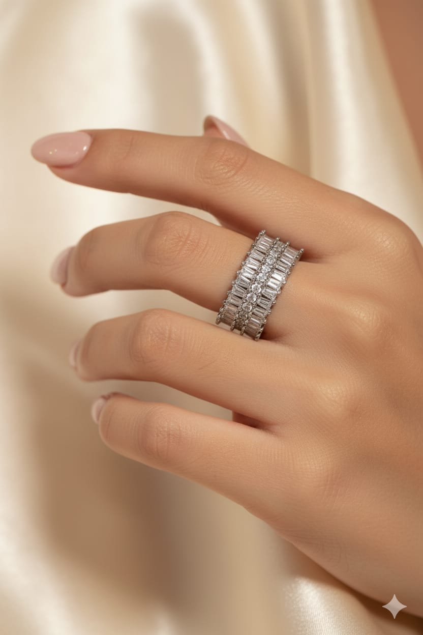 Cubic Zircon Adjustable Finger Ring
